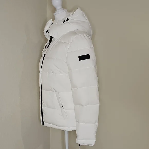 Calvin Klein White Puffer Coat Jacket with Hood - Picture 7 of 16